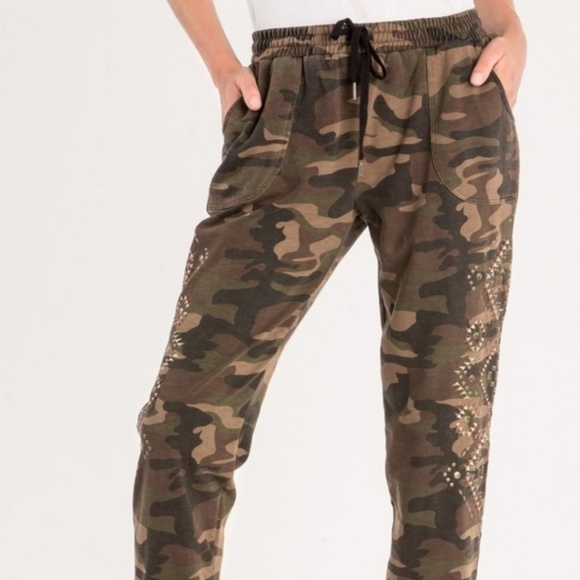 Miss Me Pants - SOLD...NWT MISS ME GREEN EMBELLISHED CAMO JOGGER S